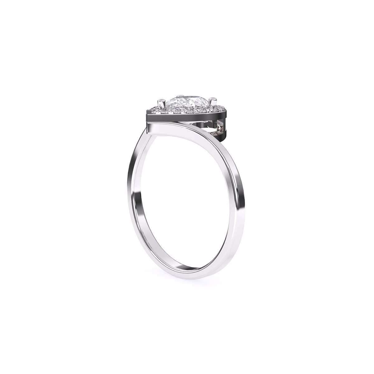 Pear Halo Solitaire Diamond Ring